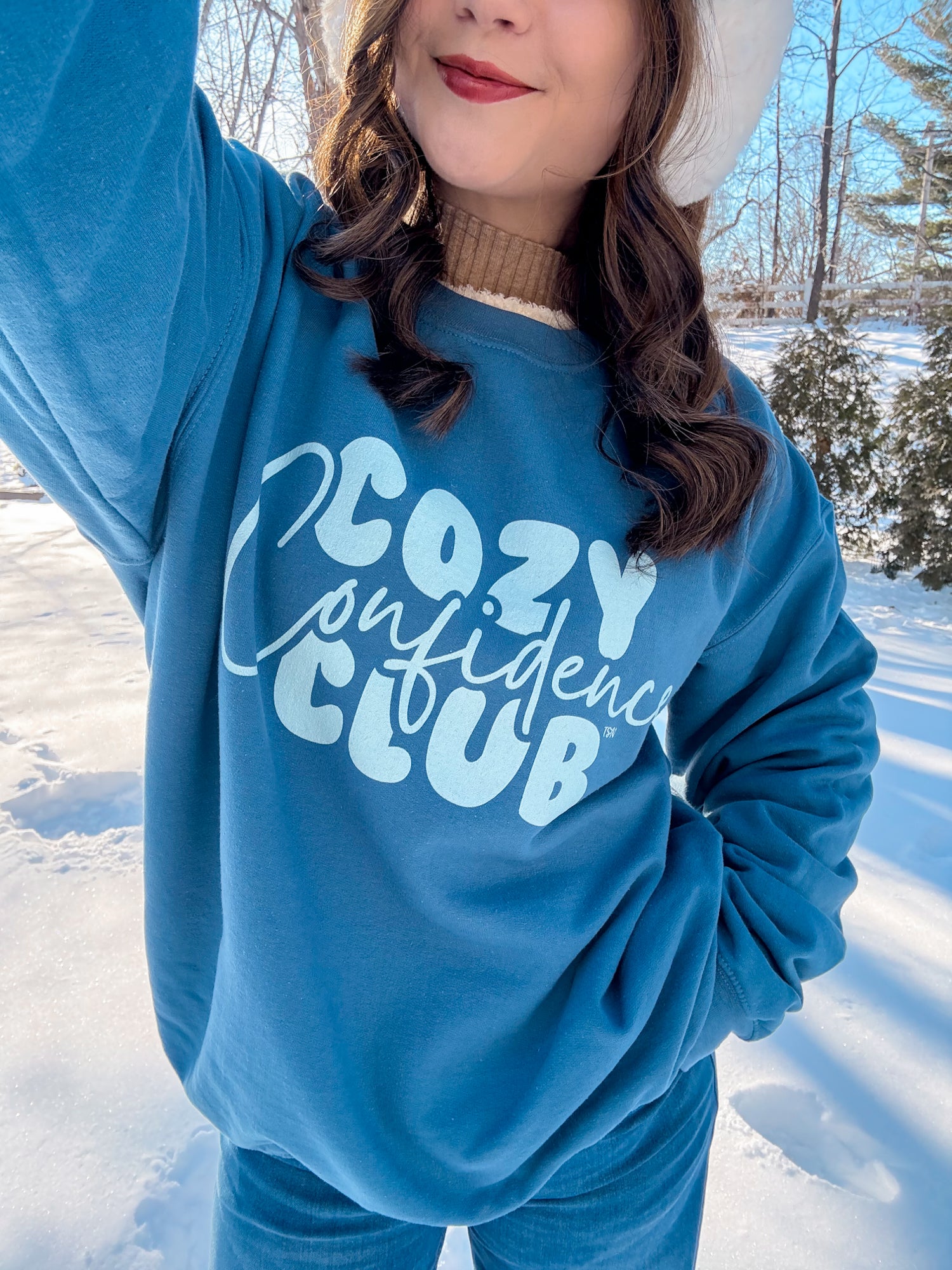 Blue Cozy Confidence Club Sweatshirt