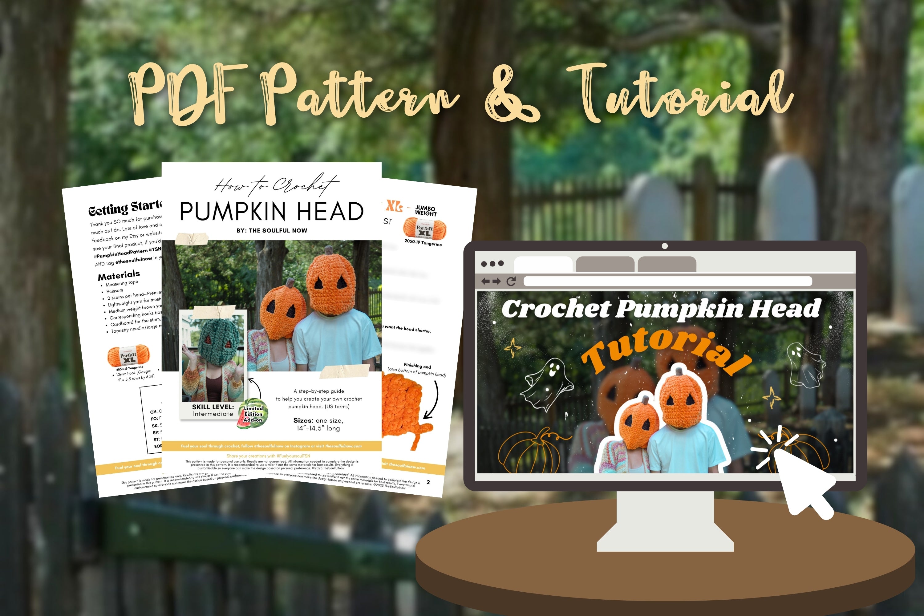 Crochet Pumpkin Head PDF Pattern